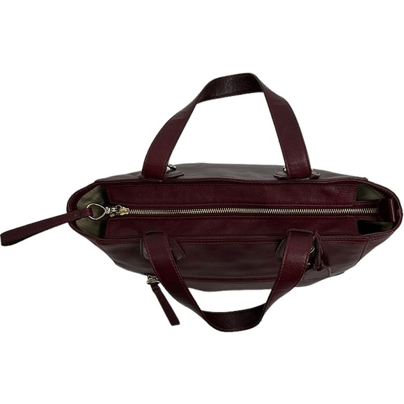 Cole Haan Large Burgundy Soft Leather East West Shoulder Tote Satchel Bag - Picture 5 of 9